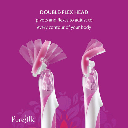 Pure Silk Contour 6 Disposable Razors for Women – 6-Blade Premium Razor Value Pack with Double-Flex Pivoting Head, Dual Moisture Bars Infused with Aloe, Vitamin E, Argan Oil – 3 Packs (9 Total Razors) Avelisse