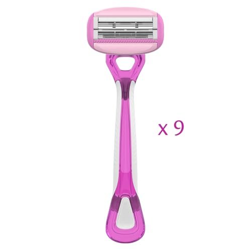 Pure Silk Contour 6 Disposable Razors for Women – 6-Blade Premium Razor Value Pack with Double-Flex Pivoting Head, Dual Moisture Bars Infused with Aloe, Vitamin E, Argan Oil – 3 Packs (9 Total Razors) Avelisse