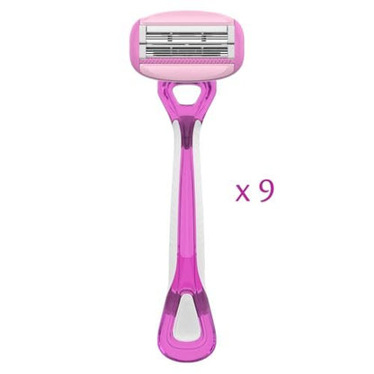Pure Silk Contour 6 Disposable Razors for Women – 6-Blade Premium Razor Value Pack with Double-Flex Pivoting Head, Dual Moisture Bars Infused with Aloe, Vitamin E, Argan Oil – 3 Packs (9 Total Razors) Avelisse