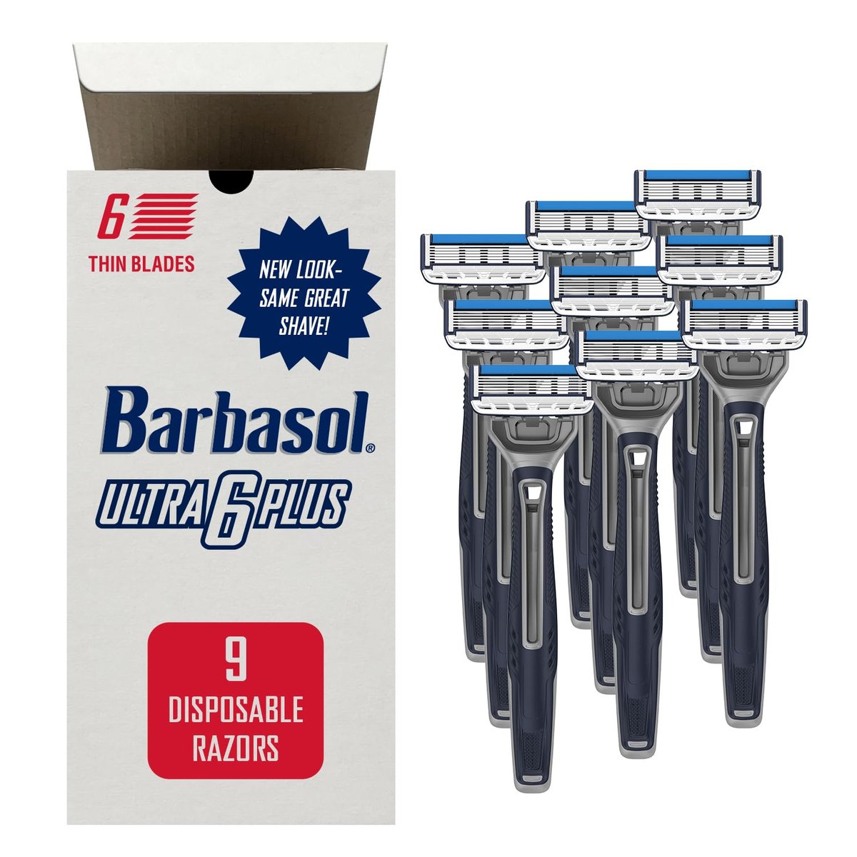 Barbasol Ultra 6 Plus Value Pack: Premium 6-Blade Disposable Razors with Close Shave Technology (3 Packs, 9 Total Razors) Avelisse