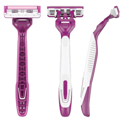 Pure Silk Contour 3 Disposable Razors for Women – 3-Blade Premium Razor Value Pack with Pivoting Head, Dual Moisture Bars Infused with Aloe, Vitamin E, Argan Oil – 3 Packs (9 Total Razors) Avelisse