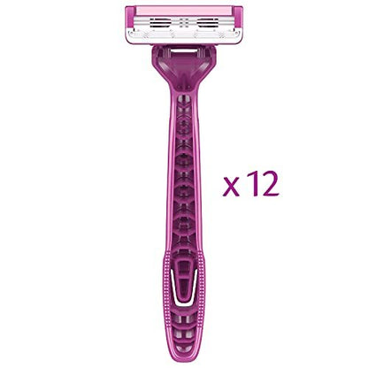 Pure Silk Contour 3 Disposable Razors for Women – 3-Blade Premium Razor Value Pack with Pivoting Head, Dual Moisture Bars Infused with Aloe, Vitamin E, Argan Oil – 3 Packs (9 Total Razors) Avelisse