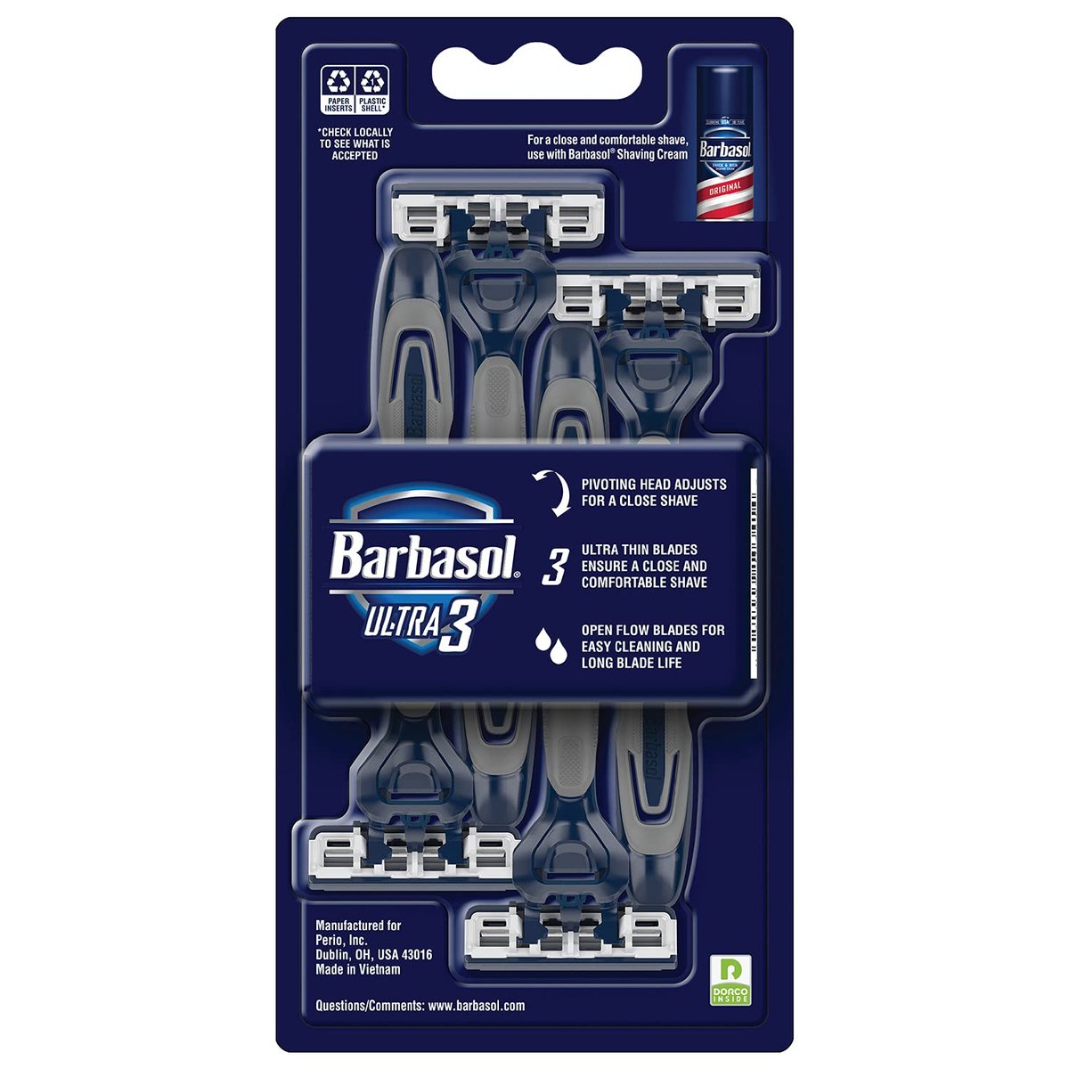 Barbasol Ultra 3 Disposable Razors Value Pack – 12 Premium 3-Blade Razors with Pivoting Head and Close Shave Technology Avelisse