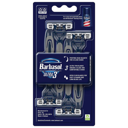 Barbasol Ultra 3 Disposable Razors Value Pack – 12 Premium 3-Blade Razors with Pivoting Head and Close Shave Technology Avelisse