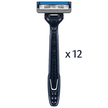 Barbasol Ultra 3 Disposable Razors Value Pack – 12 Premium 3-Blade Razors with Pivoting Head and Close Shave Technology Avelisse