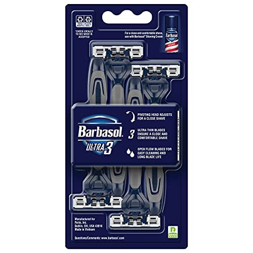 Barbasol Ultra 3 Disposable Razors Value Pack – 12 Premium 3-Blade Razors with Pivoting Head and Close Shave Technology Avelisse