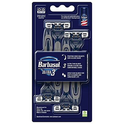 Barbasol Ultra 3 Disposable Razors Value Pack – 12 Premium 3-Blade Razors with Pivoting Head and Close Shave Technology Avelisse