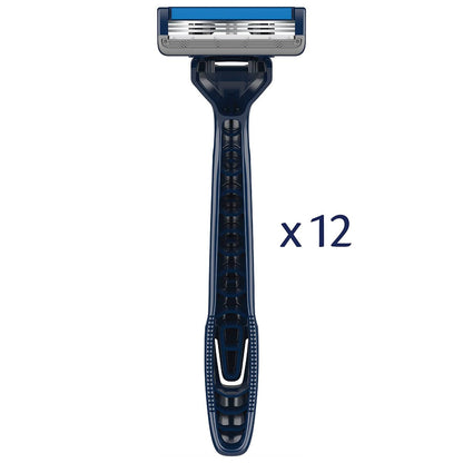 Barbasol Ultra 3 Disposable Razors Value Pack – 12 Premium 3-Blade Razors with Pivoting Head and Close Shave Technology Avelisse