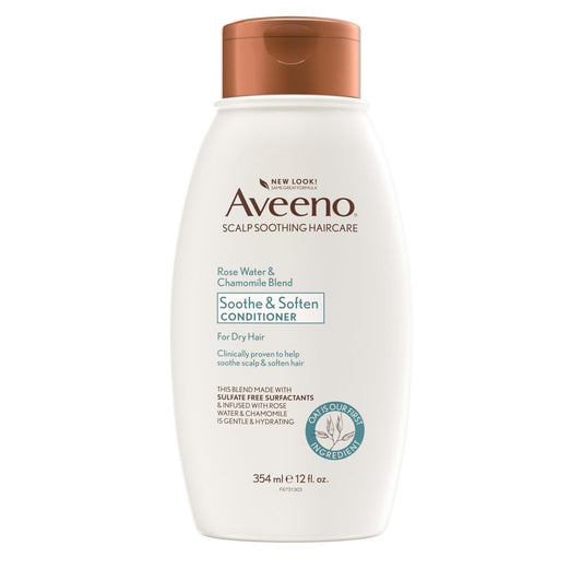 Aveeno Scalp Soothing Rose Water and Blend Conditioner with Chamomile, 12 Fl Oz