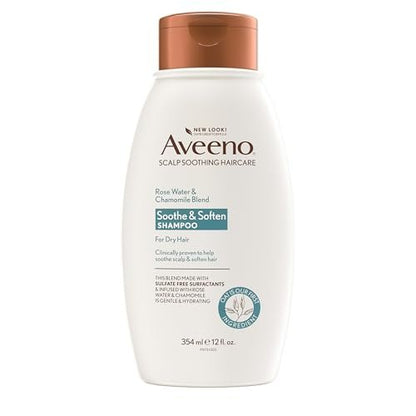 Aveeno Rose Water & Chamomile Hydrating Shampoo for Dry Hair, 12 fl oz