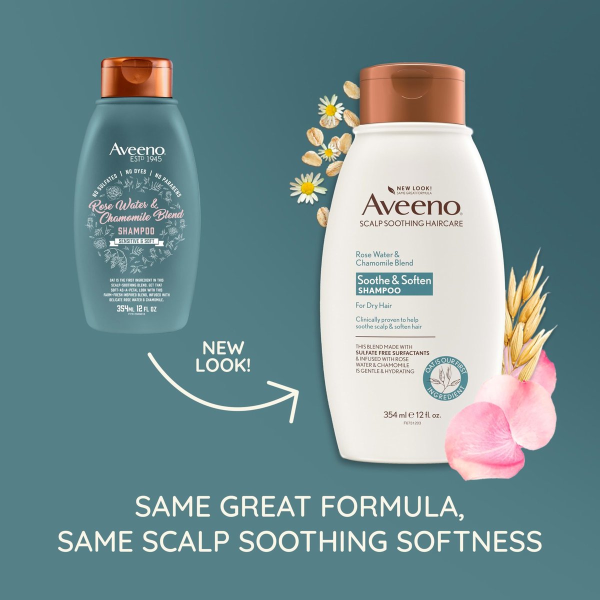 Aveeno Rose Water & Chamomile Hydrating Shampoo for Dry Hair, 12 fl oz - görsel 4