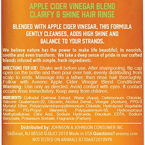 Aveeno Apple Cider Vinegar Clarifying In-Shower Rinse for Balanced, Shiny Hair - Sulfate-Free, pH-Balancing Treatment for Oily or Dull Hair, Paraben & Dye-Free, 6.8 Fl Oz - görsel 5