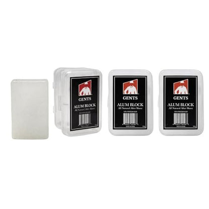 Gents Alum Block in Plastic Case – Upgrade Your Shave with Soothing Aftershave Solution for Razor Burn Relief, Travel-Friendly Durable Plastic Case, 3.5 Ounces (Pack of 3)