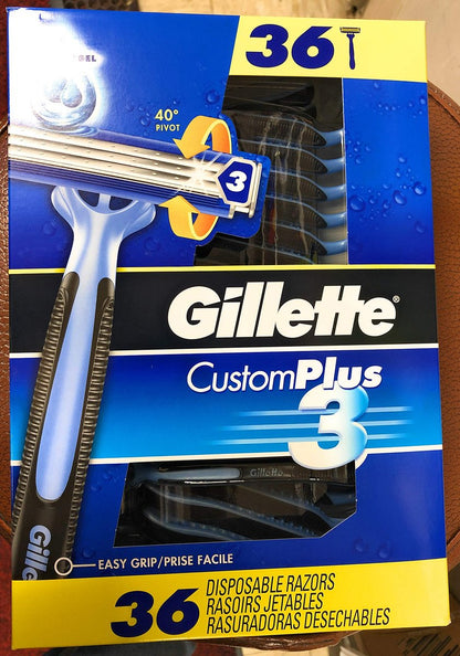 Gillette Custom Plus3 Disposable Razors for Men, 36-Count Pack Avelisse