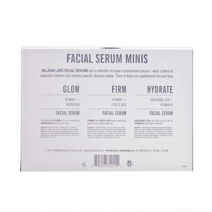 Valjean Labs Facial Serum Combo Pack: Hydrate, Glow & Firm | 3 x 1 oz Paraben-Free Serums