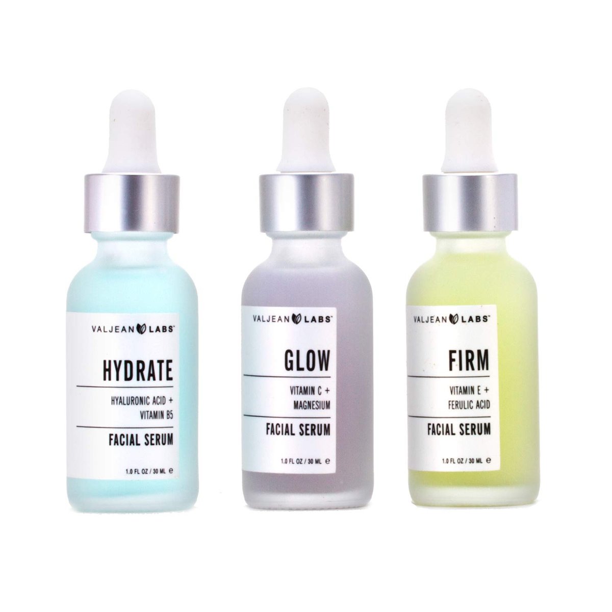 Valjean Labs Facial Serum Combo Pack: Hydrate, Glow & Firm | 3 x 1 oz Paraben-Free Serums - görsel 1