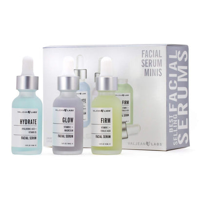 Valjean Labs Facial Serum Combo Pack: Hydrate, Glow & Firm | 3 x 1 oz Paraben-Free Serums
