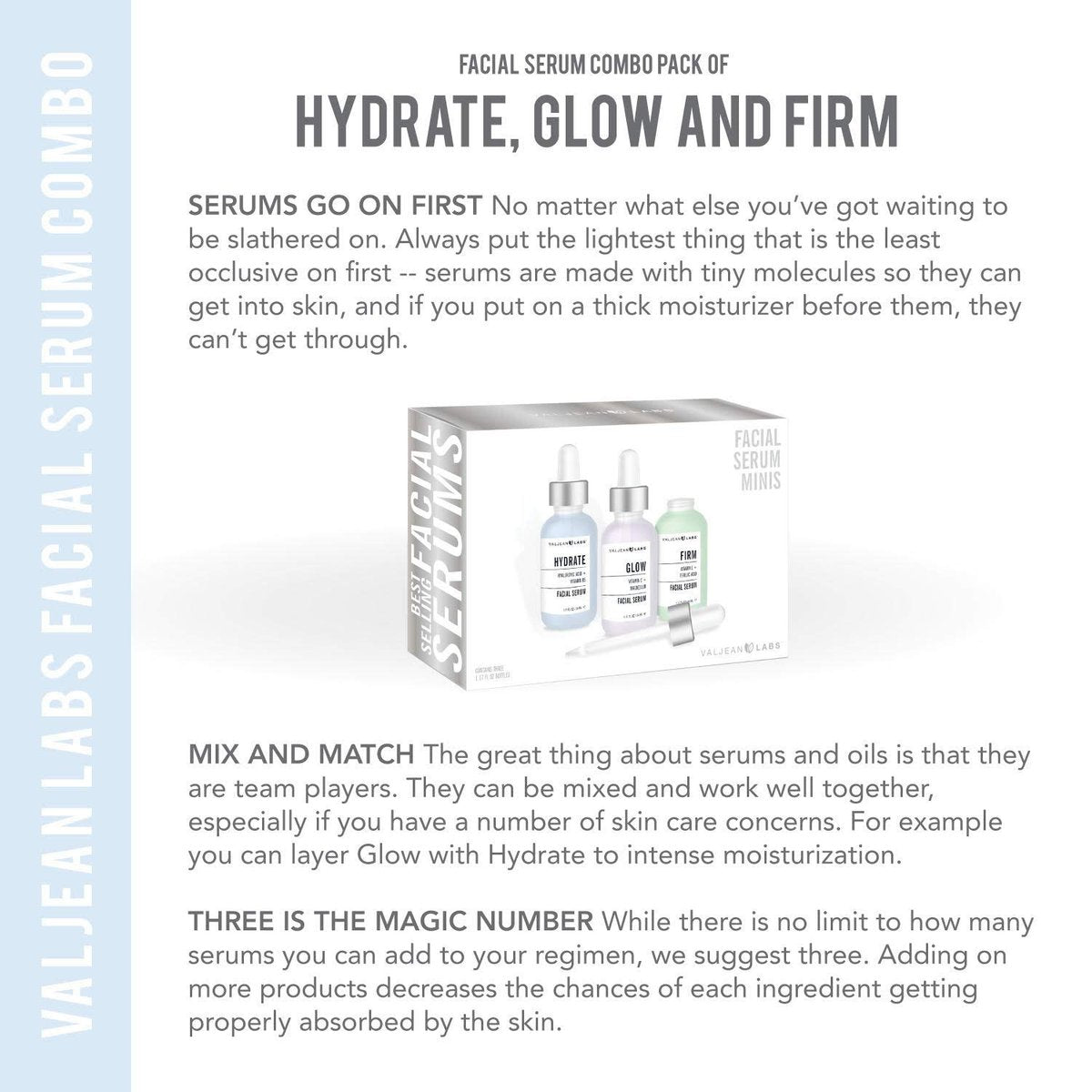 Valjean Labs Facial Serum Combo Pack: Hydrate, Glow & Firm | 3 x 1 oz Paraben-Free Serums - görsel 13