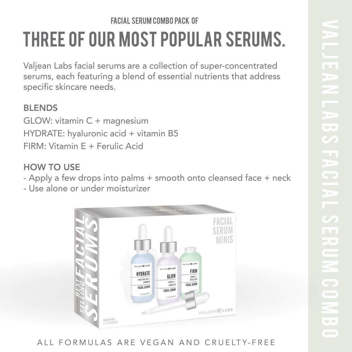Valjean Labs Facial Serum Combo Pack: Hydrate, Glow & Firm | 3 x 1 oz Paraben-Free Serums - görsel 9