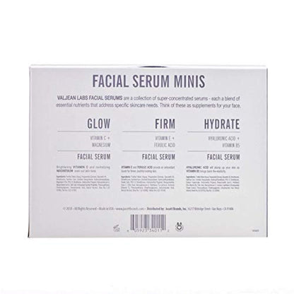 Valjean Labs Facial Serum Combo Pack: Hydrate, Glow & Firm | 3 x 1 oz Paraben-Free Serums