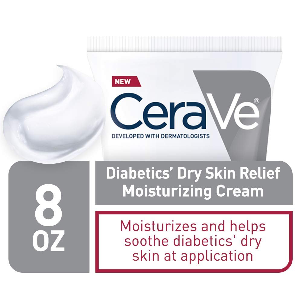 CeraVe Moisturizing Cream for Diabetics’ Dry Skin – Urea Cream with Bilberry for Face and Body, Fragrance Free & Paraben Free, 8 oz - görsel 3