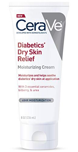 CeraVe Moisturizing Cream for Diabetics’ Dry Skin – Urea Cream with Bilberry for Face and Body, Fragrance Free & Paraben Free, 8 oz - görsel 2