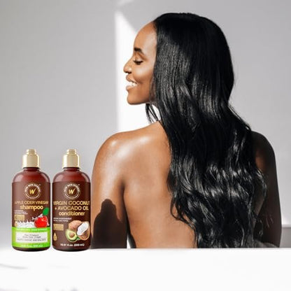 WOW Skin Science Apple Cider Vinegar Shampoo & Coconut + Avocado Oil Conditioner Duo – 16.9 oz Each