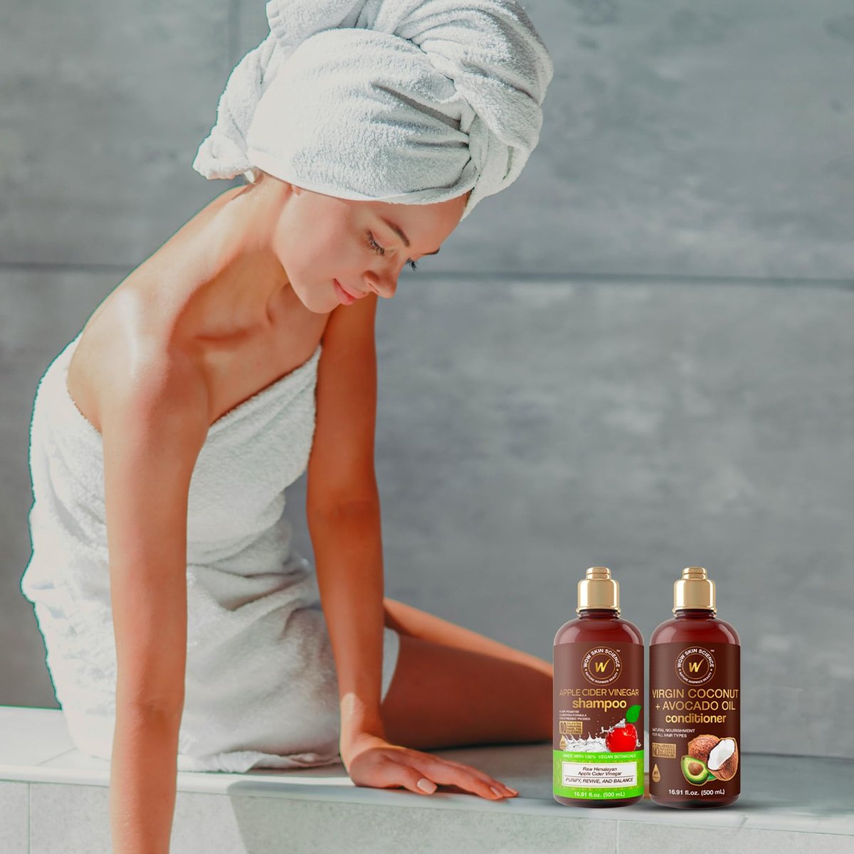 WOW Skin Science Apple Cider Vinegar Shampoo & Coconut + Avocado Oil Conditioner Duo – 16.9 oz Each - görsel 7
