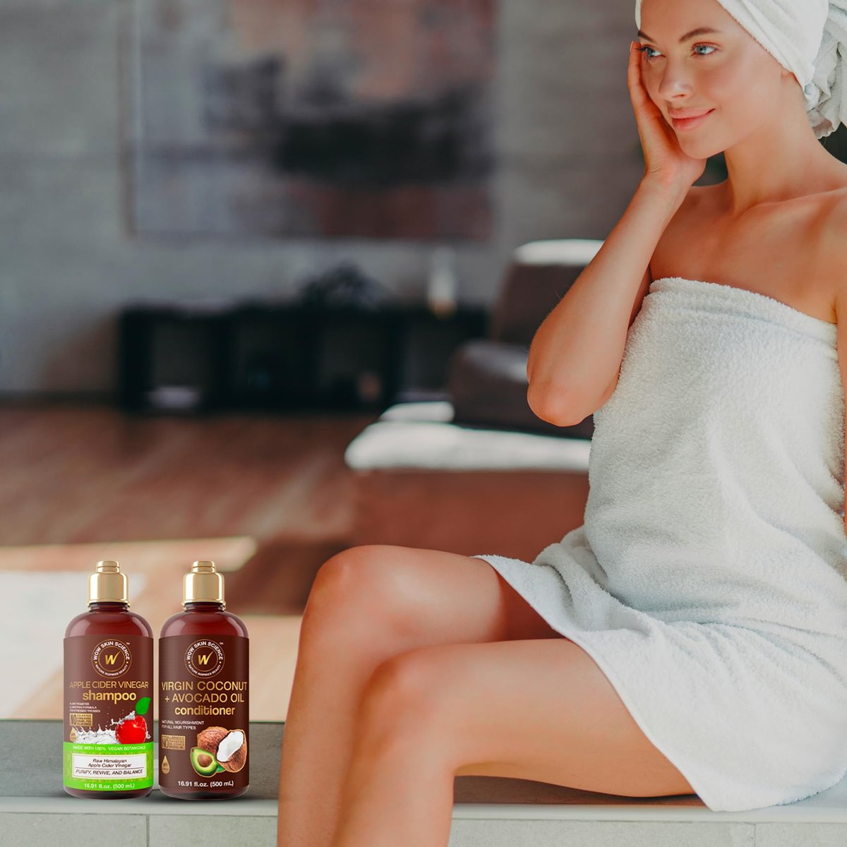 WOW Skin Science Apple Cider Vinegar Shampoo & Coconut + Avocado Oil Conditioner Duo – 16.9 oz Each - görsel 5