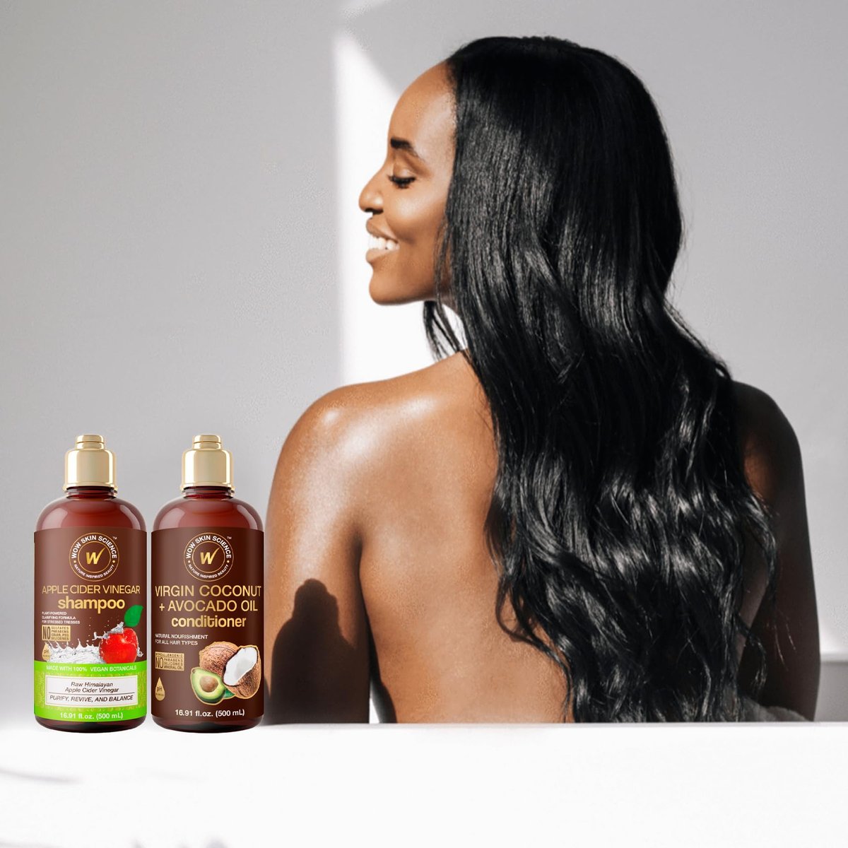 WOW Skin Science Apple Cider Vinegar Shampoo & Coconut + Avocado Oil Conditioner Duo – 16.9 oz Each - görsel 13