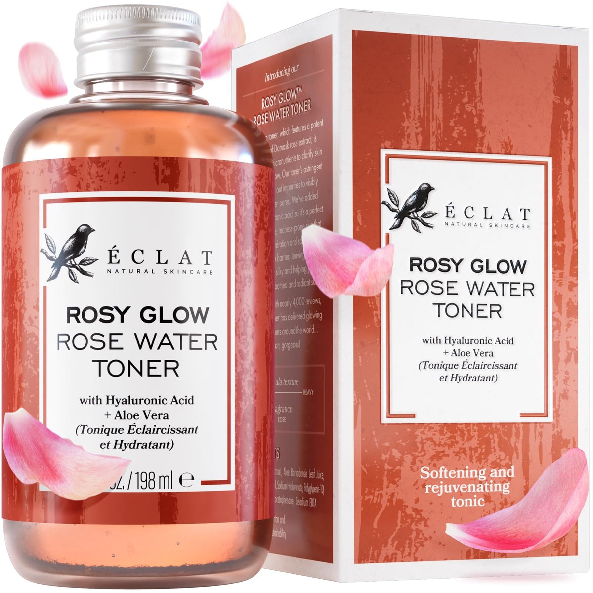 Eclat Skincare Rose Water Toner – Hydrating Facial Toner with Hyaluronic Acid & Aloe Vera, Alcohol-Free, Soothing & Calming - görsel 2