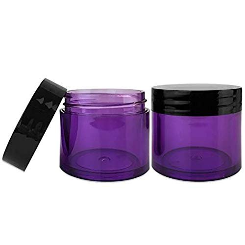 Beauticom 12 Piece 1 oz. Acrylic Round Clear Jars with Flat Top Lids - Purple Base with Black Lid - görsel 5
