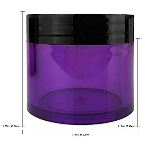 Beauticom 12 Piece 1 oz. Acrylic Round Clear Jars with Flat Top Lids - Purple Base with Black Lid - görsel 3
