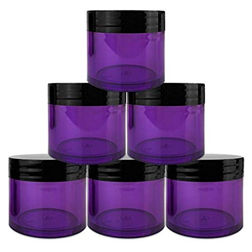 Beauticom 12 Piece 1 oz. Acrylic Round Clear Jars with Flat Top Lids - Purple Base with Black Lid - görsel 4