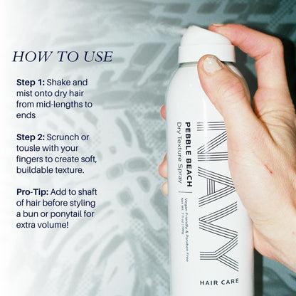 NAVY HAIR CARE Dry Texture Spray - Volumizing Hair Spray for Thin, Flat & Fine Hair - Flexible Hold for Soft, Touchable Beach Waves - Adds Shine - Cruelty-Free - 7 oz Avelisse