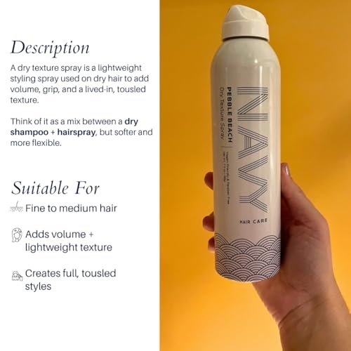 NAVY HAIR CARE Dry Texture Spray - Volumizing Hair Spray for Thin, Flat & Fine Hair - Flexible Hold for Soft, Touchable Beach Waves - Adds Shine - Cruelty-Free - 7 oz Avelisse