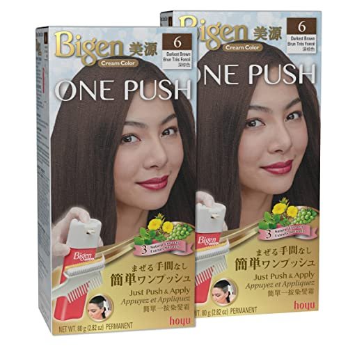 Bigen One Push Hair Color 6 Darkest Brown - 2 Pack (2.82 oz Each) Avelisse