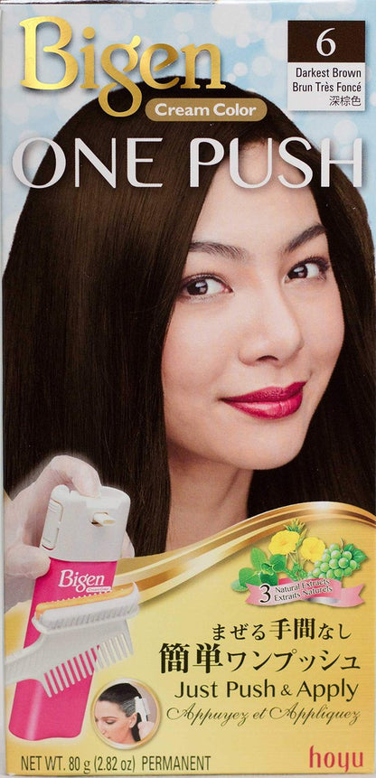 Bigen One Push Hair Color 6 Darkest Brown - 2 Pack (2.82 oz Each) Avelisse