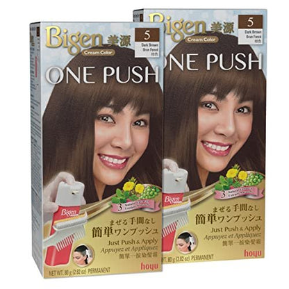 Bigen One Push Hair Color 5 Dark Brown - 2 Pack Avelisse