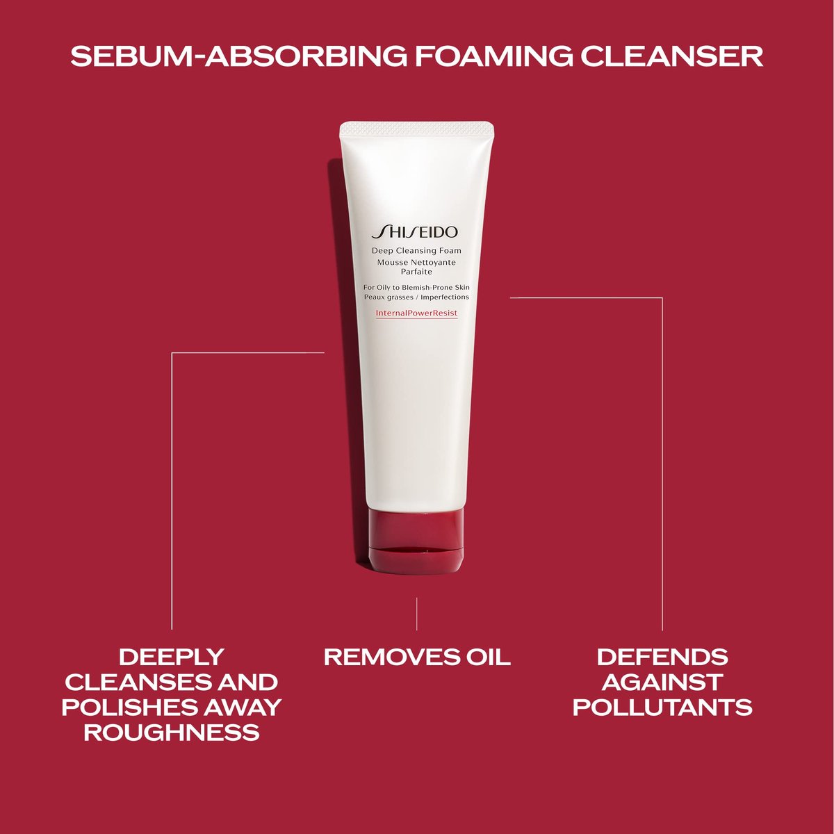Shiseido Deep Cleansing Foam - 125 mL - Deeply Cleanses & Removes Impurities for Oily to Blemish-Prone Skin Avelisse