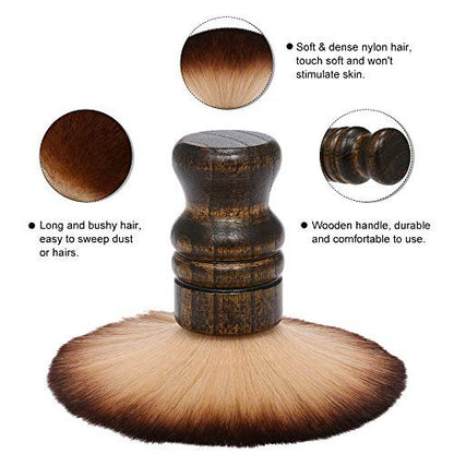 Large Neck Duster Brush for Barber & Salon – Soft Nylon Bristles, Wooden Handle, Face Cleaning Hairbrush