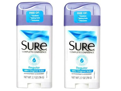 Sure Original Solid Antiperspirant & Deodorant, Regular Scent, 2.7 Oz Twin Pack (Pack of 2)