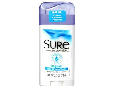 SURE Antiperspirant Deodorant Solid, Regular, 2.6 oz (Pack of 6) – Long-Lasting Sweat & Odor Protection for Men and Women Avelisse