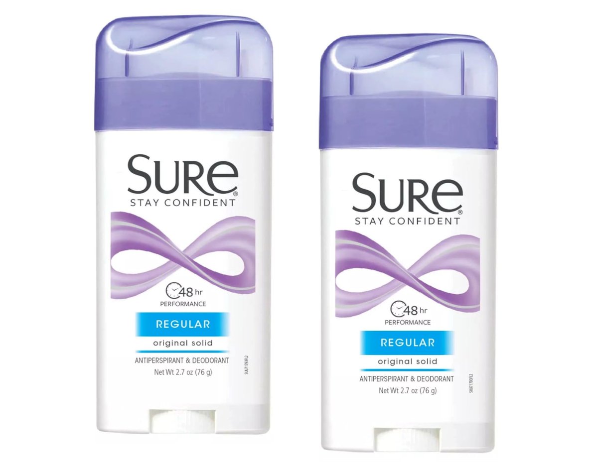 Sure Original Solid Antiperspirant & Deodorant, Regular Scent, 2.7 Oz Twin Pack (Pack of 2) - görsel 1
