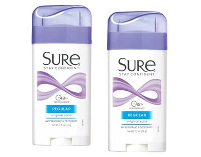 Sure Original Solid Antiperspirant & Deodorant, Regular Scent, 2.7 Oz Twin Pack (Pack of 2)