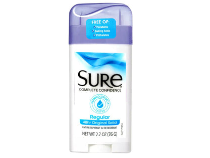 Sure Original Solid Antiperspirant & Deodorant, Regular Scent, 2.7 Oz Twin Pack (Pack of 2)