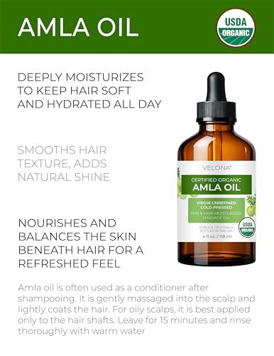 velona Amla Oil USDA Certified Organic - 4 Fl Oz | 100% Pure and Natural Carrier Oil | Extra Virgin, Unrefined, Cold Pressed - görsel 4