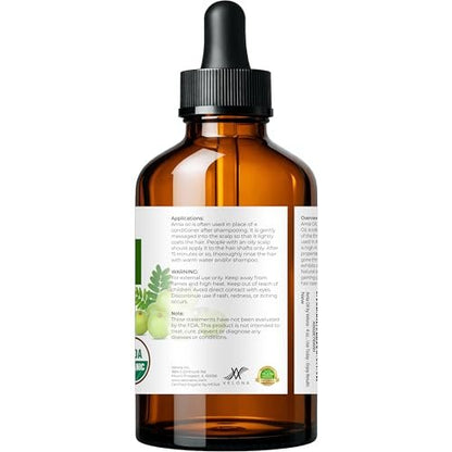velona Amla Oil USDA Certified Organic - 4 Fl Oz | 100% Pure and Natural Carrier Oil | Extra Virgin, Unrefined, Cold Pressed