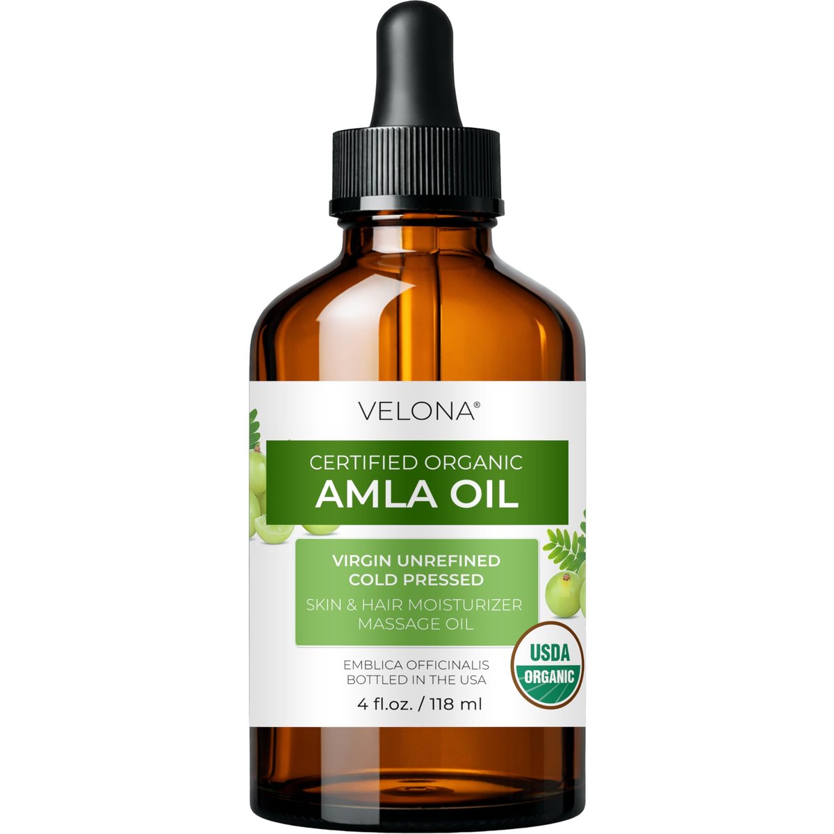 velona Amla Oil USDA Certified Organic - 4 Fl Oz | 100% Pure and Natural Carrier Oil | Extra Virgin, Unrefined, Cold Pressed - görsel 1