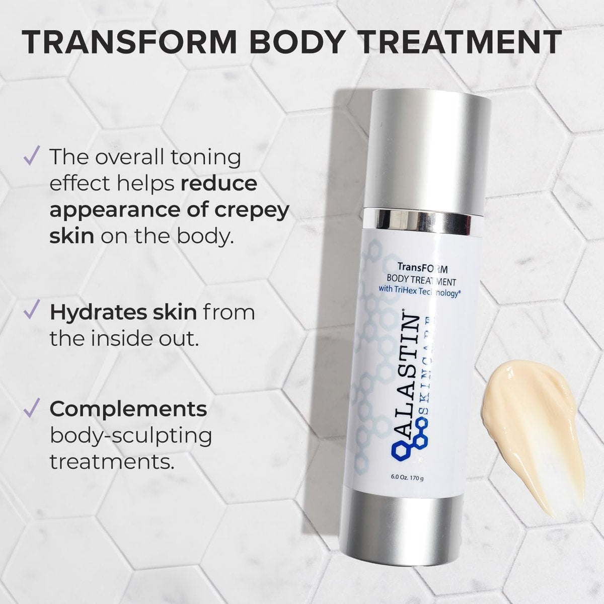 ALASTIN Skincare TransFORM Body Treatment Skin Firming Lotion – 6 oz Hydrating Cream to Repair Crepey Skin & Erase Signs of Aging Avelisse